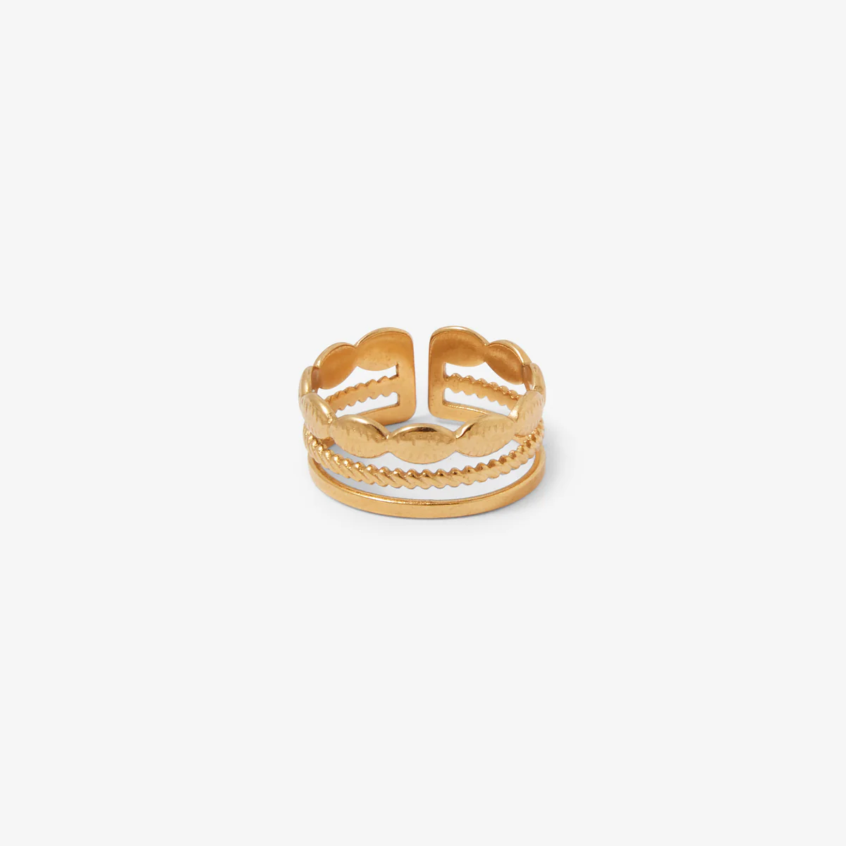 Bague 3 rangs en acier inoxydable - Image 2