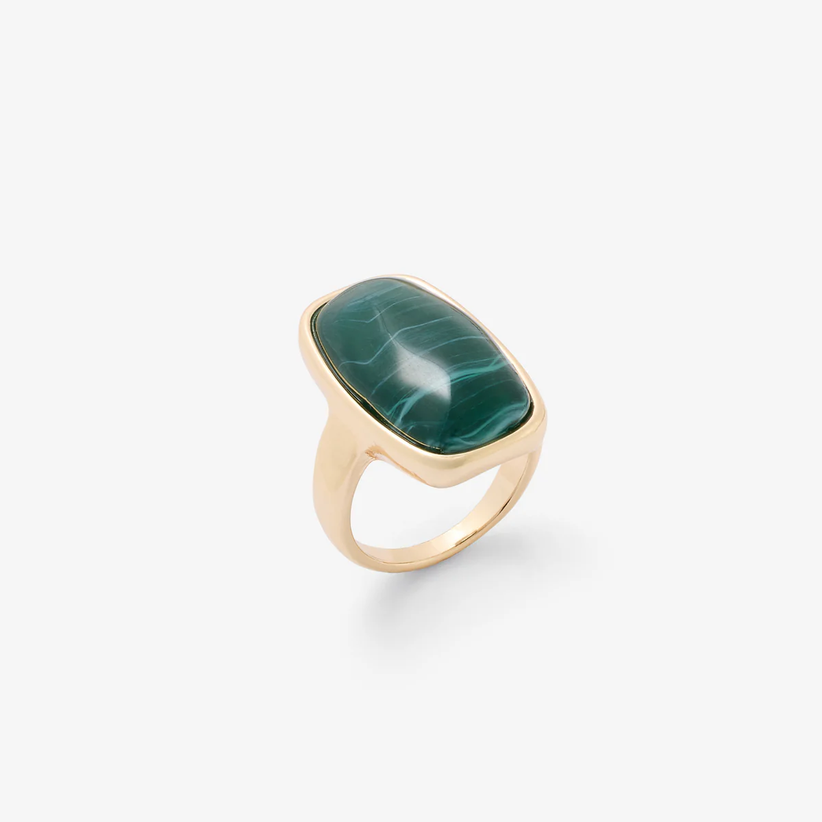 Bague avec pierre en résine verte rectangulaire - Image 3