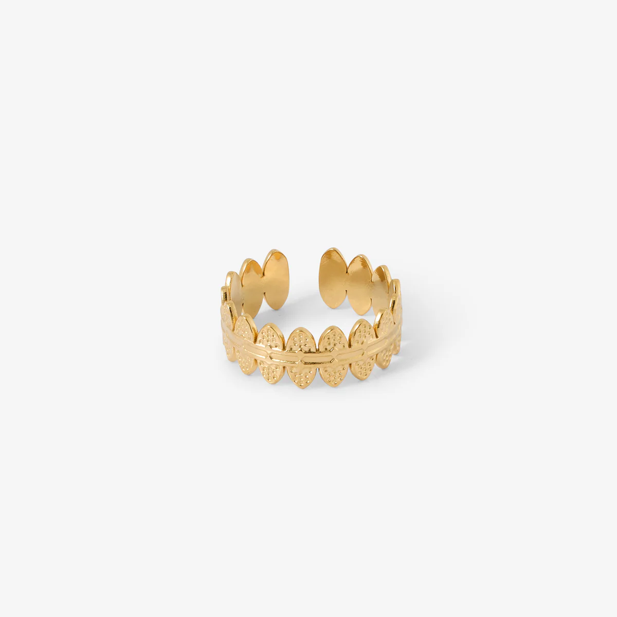 Bague martelée acier inoxydable doré