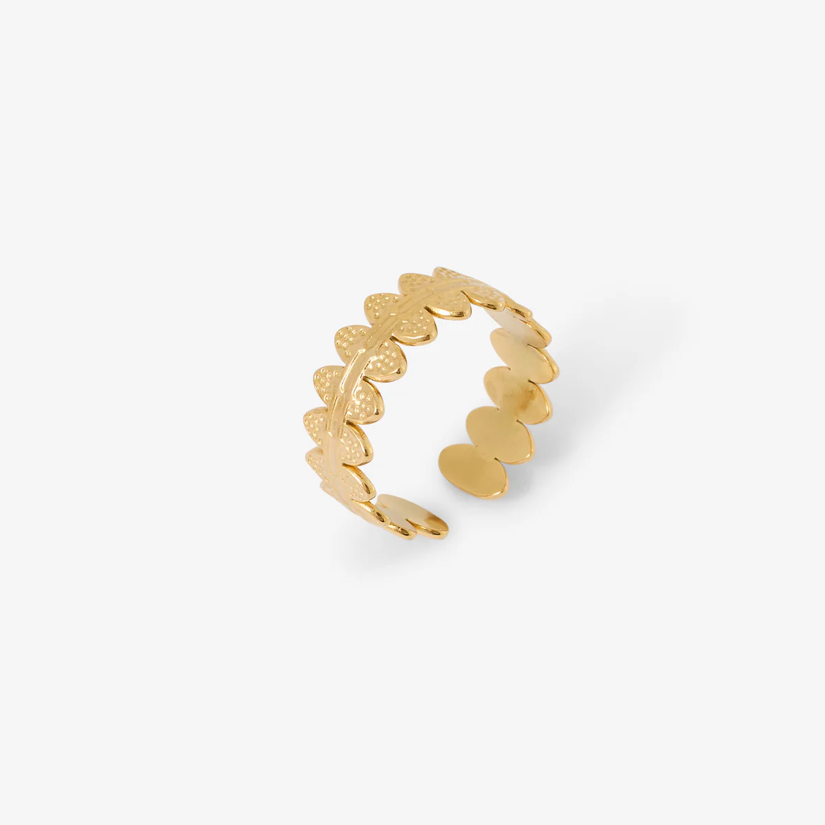 Bague martelée acier inoxydable doré - Image 2