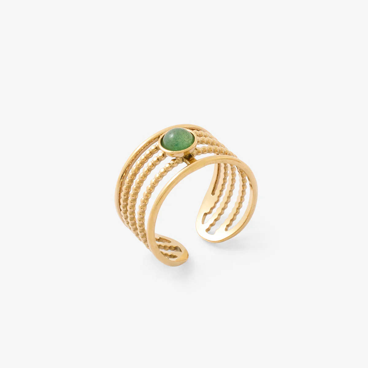 Bague pierre verte en acier inoxydable - Image 2