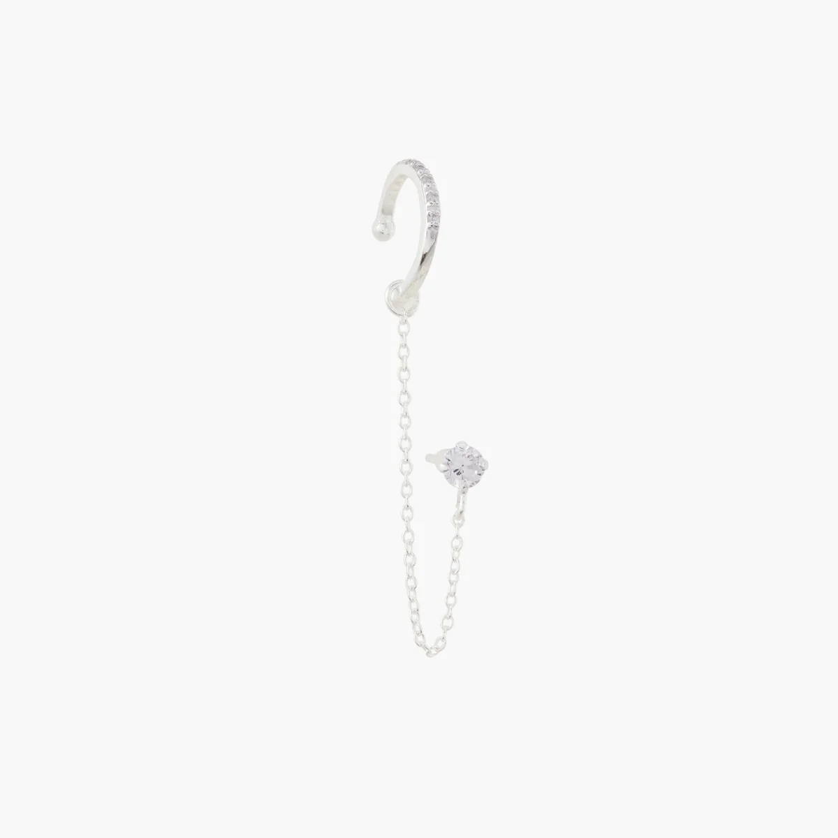Bijou d’oreille puce et ear cuff argentés - zircon argent garanti 925
