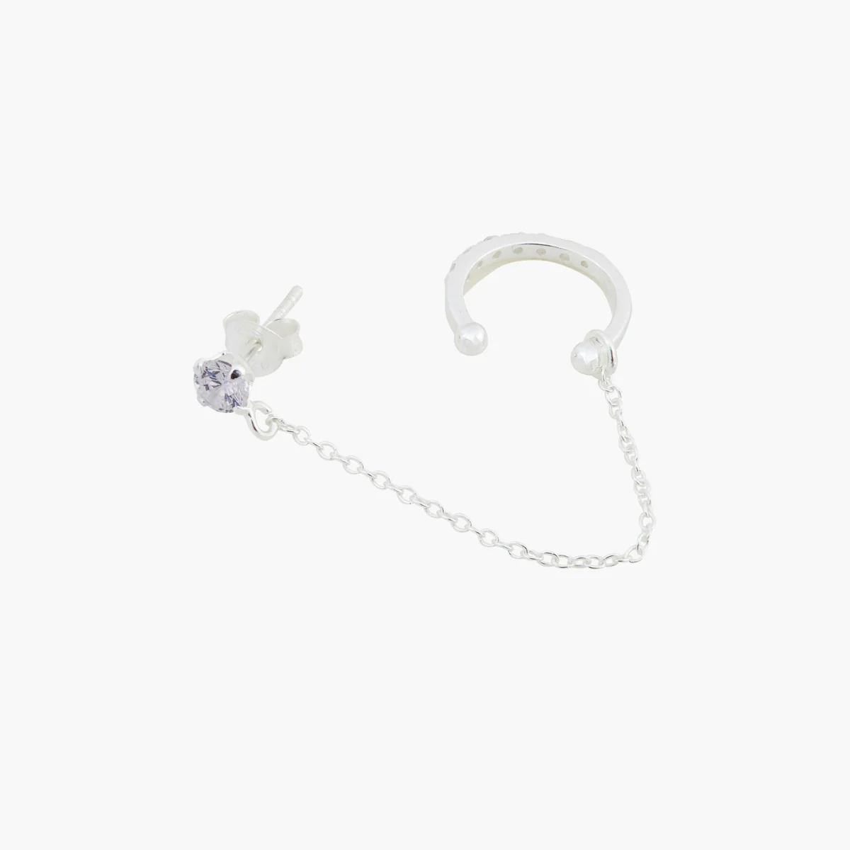 Bijou d’oreille puce et ear cuff argentés - zircon argent garanti 925 - Image 2