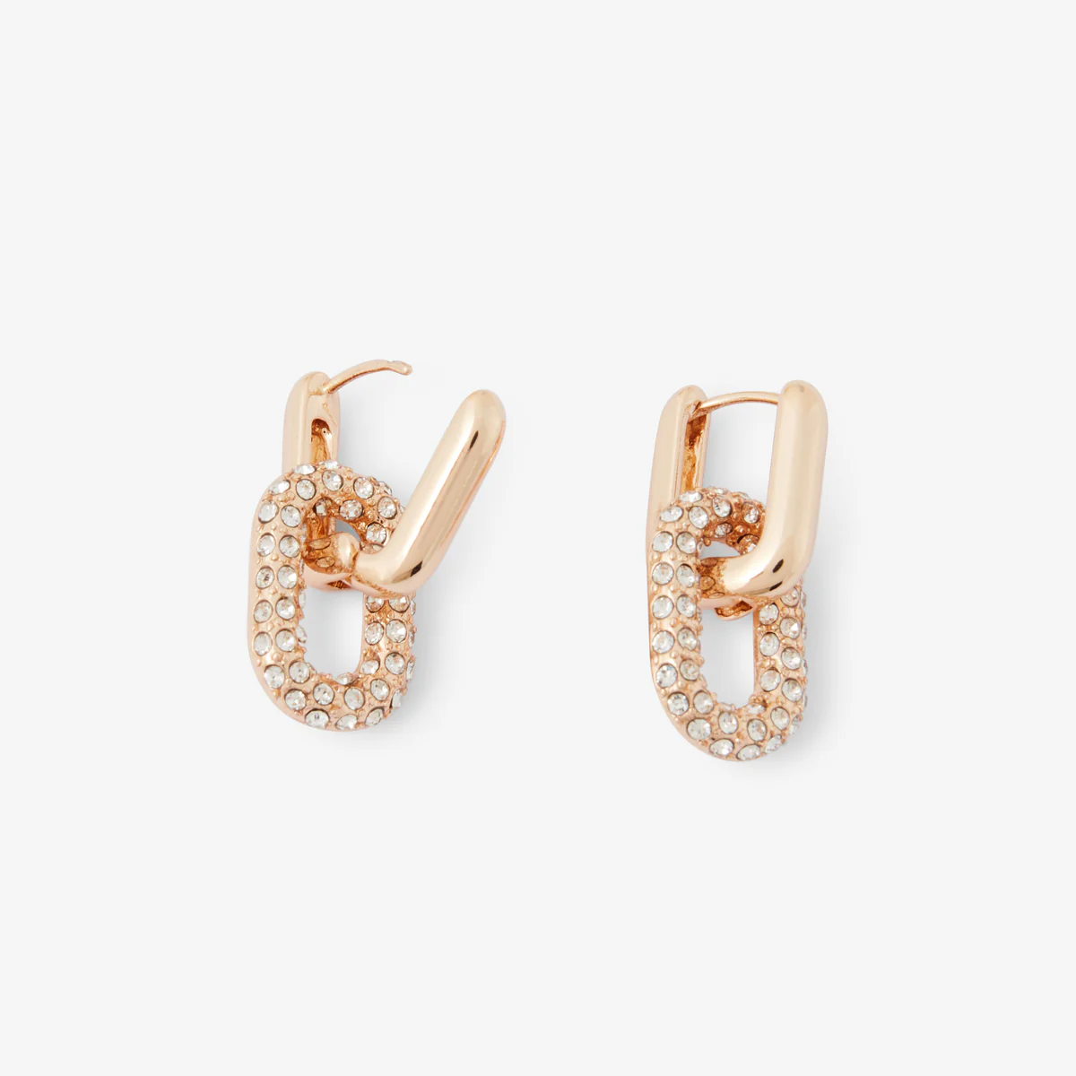 Boucles d’oreilles à double anneaux ovales à strass - Image 2