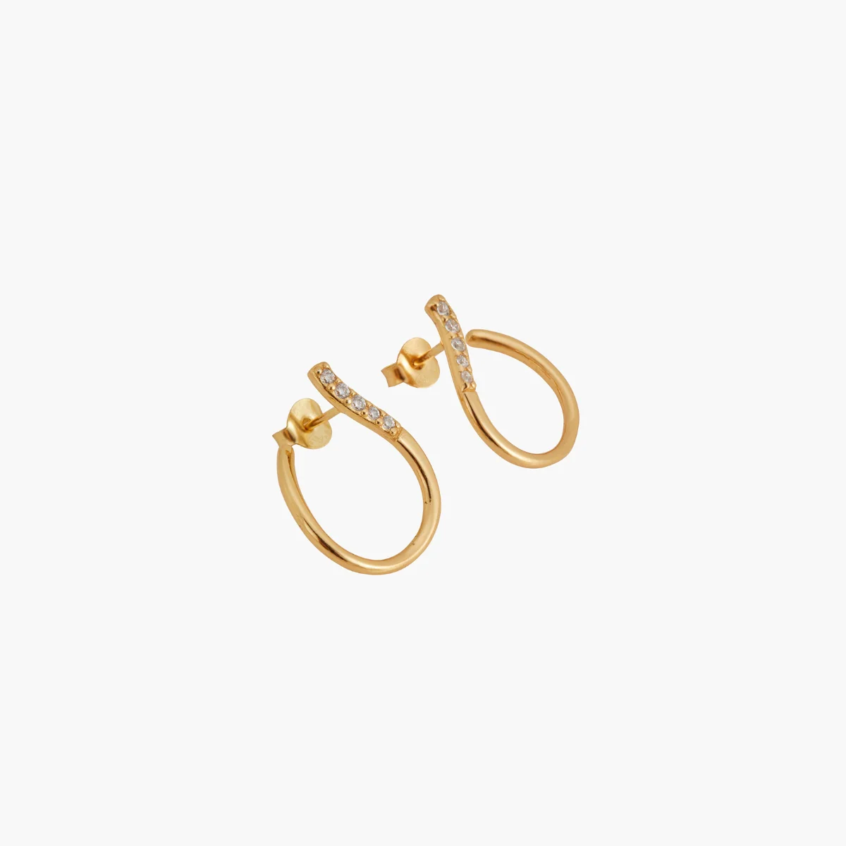 Boucles d’oreilles arrondies ornées de zircon - argent garanti 925 - Image 2