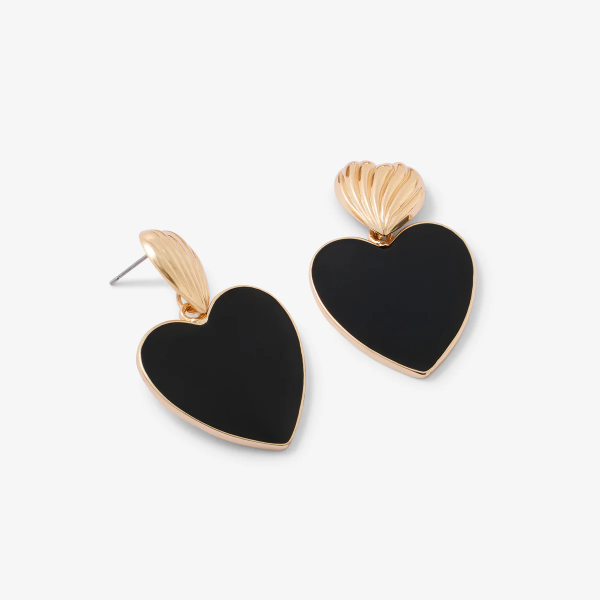Boucles d’oreilles cœurs noir et doré - Image 3
