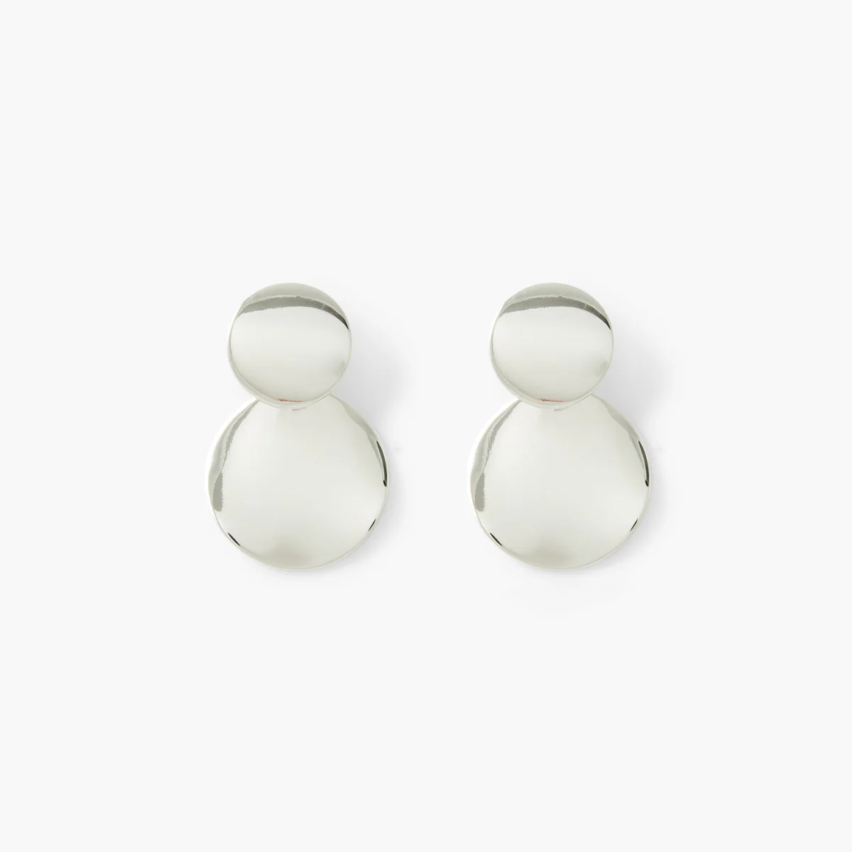Boucles d’oreilles double disque argentés
