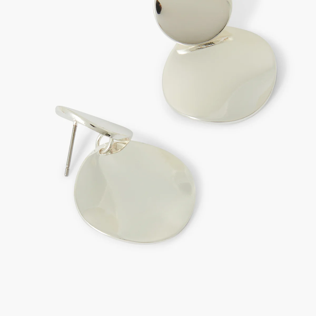 Boucles d’oreilles double disque argentés - Image 2