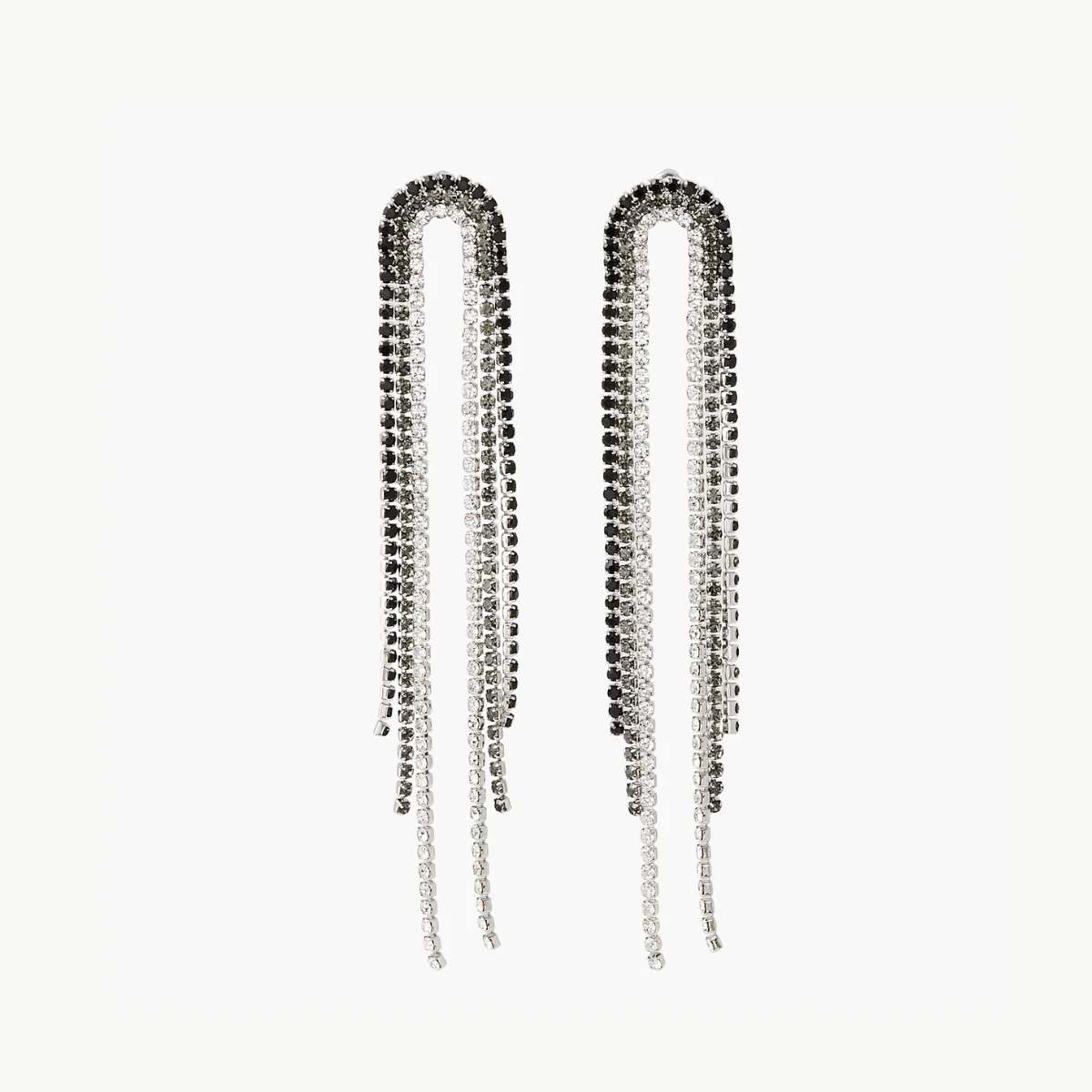 Boucles d’oreilles longues à strass noirs
