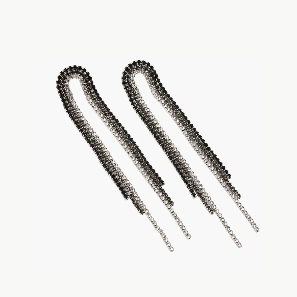 Boucles d’oreilles longues à strass noirs - Image 2