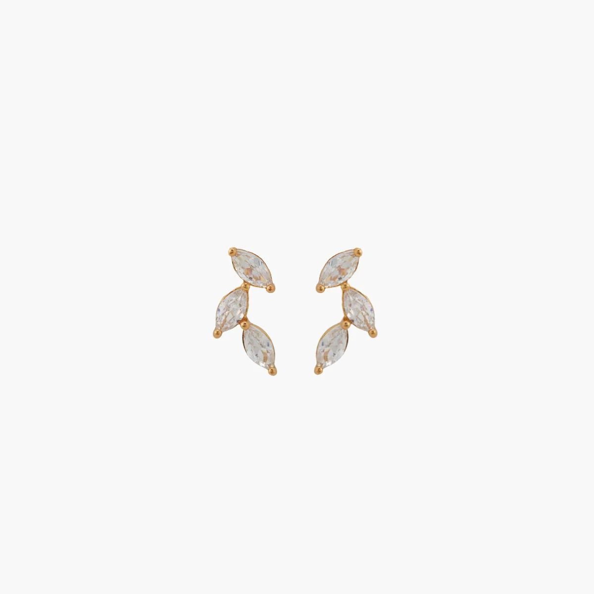 Boucles d'oreilles 3 zircons - argent 925 doré
