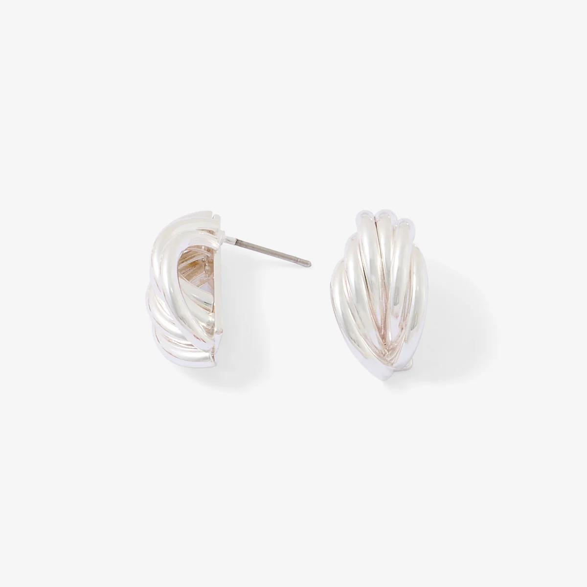 Boucles d'oreilles anneaux entrelacés argentés - Image 2