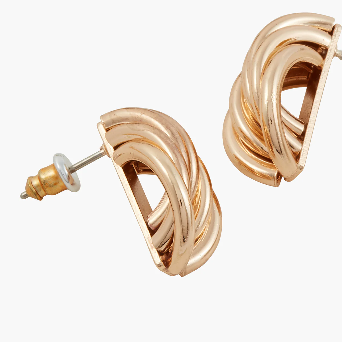 Boucles d'oreilles anneaux entrelacés dorés - Image 2