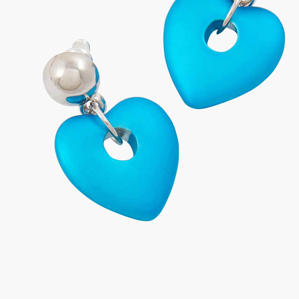 Boucles d'oreilles avec pendentif coeur coating - bleu - Image 3