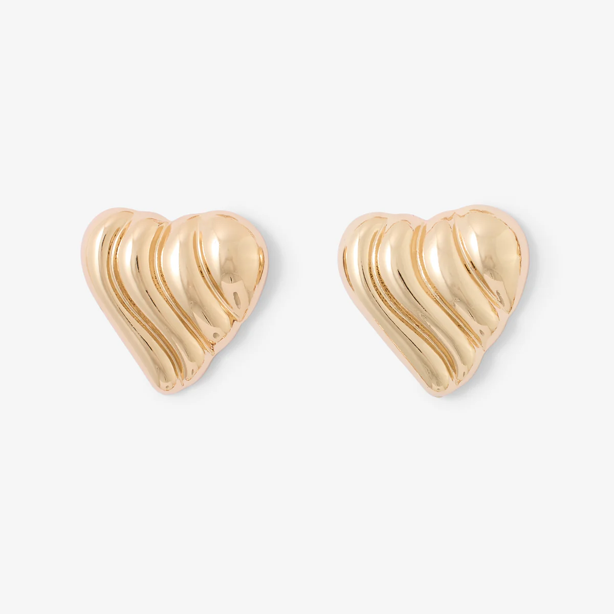 Boucles d'oreilles cœurs godronnés dorés