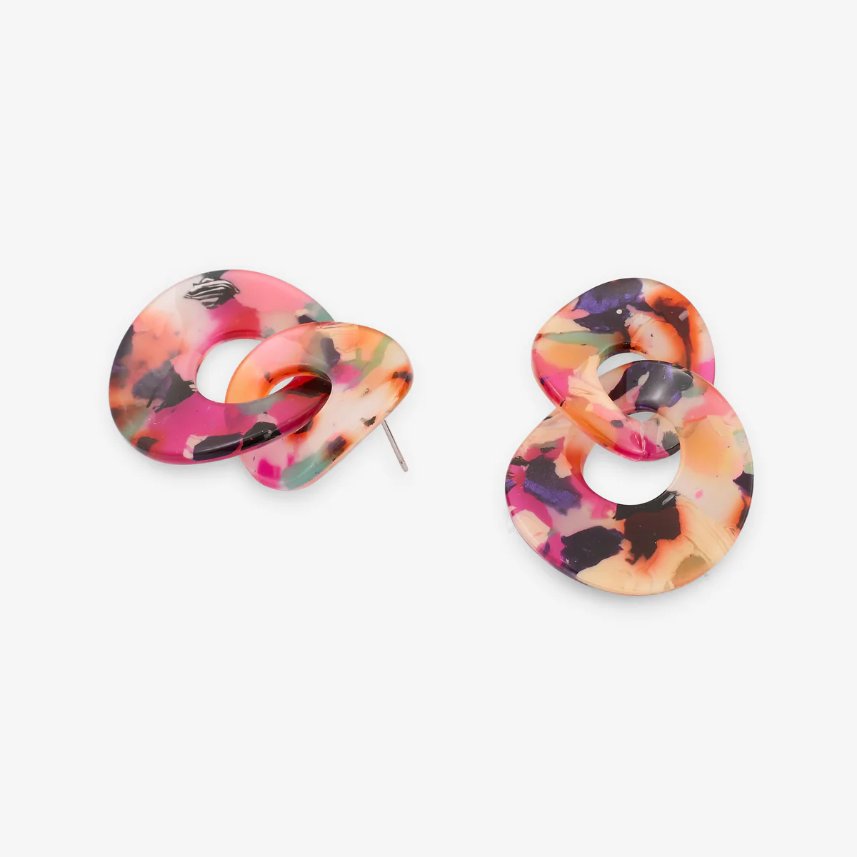 Boucles d'oreilles doubles cercles en résine - Image 2