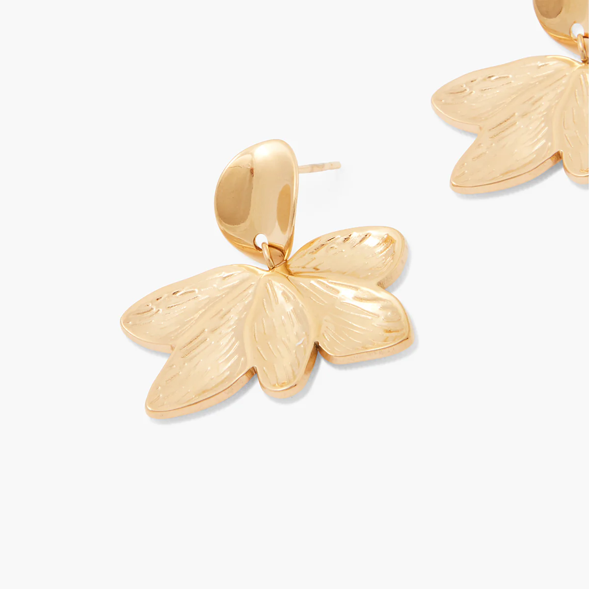 Boucles d'oreilles feuilles acier inoxydable - Image 2