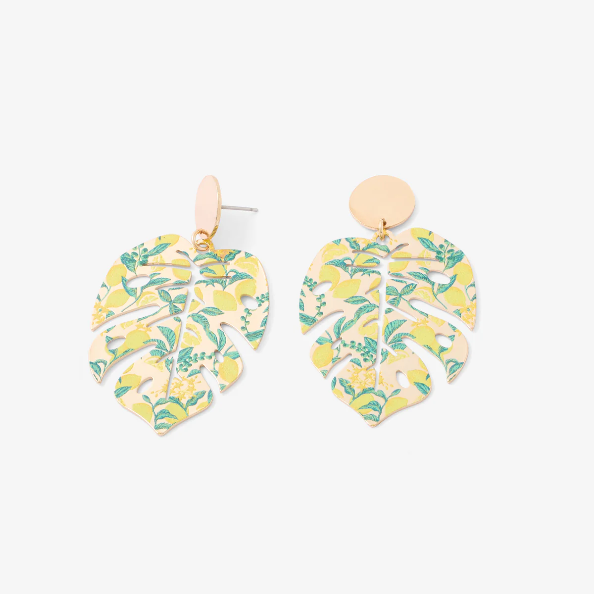 Boucles d'oreilles feuilles Balagane imprimé citrons - Image 3