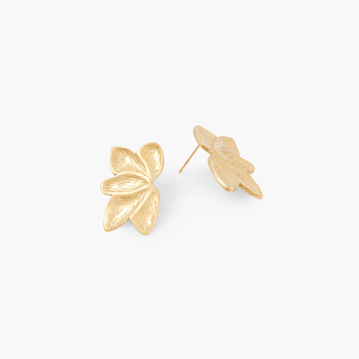Boucles d'oreilles feuilles en acier inoxydable - Image 2