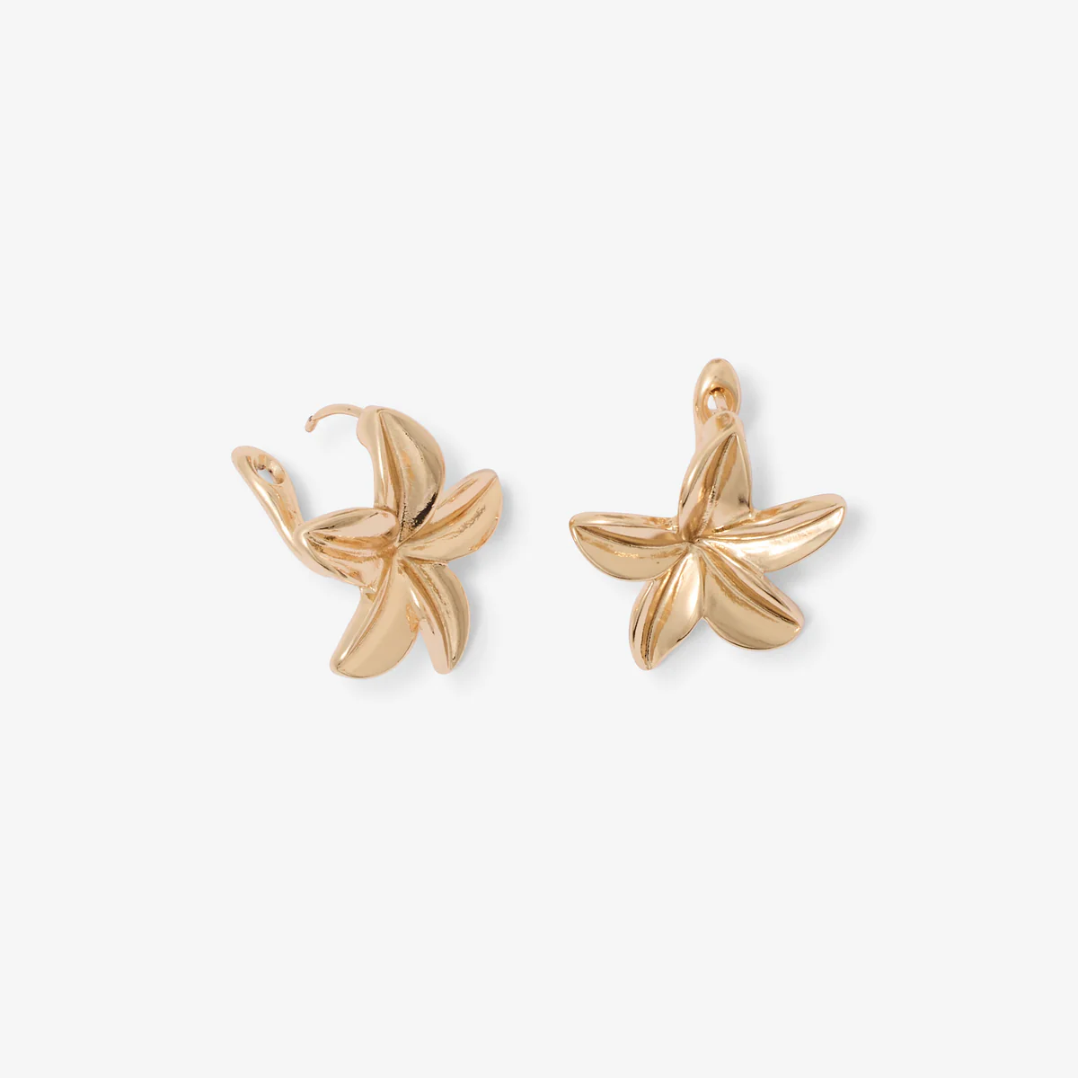 Boucles d'oreilles fleur tropicales dorées - Image 2