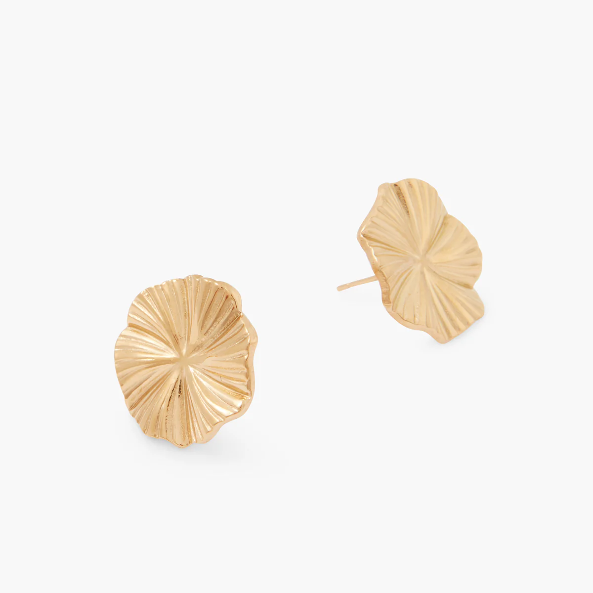 Boucles d'oreilles fleurs acier inoxydable doré - Image 2