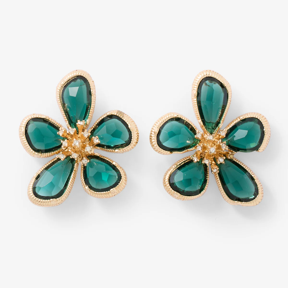 Boucles d'oreilles fleurs avec strass