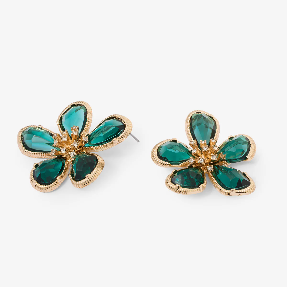 Boucles d'oreilles fleurs avec strass - Image 2
