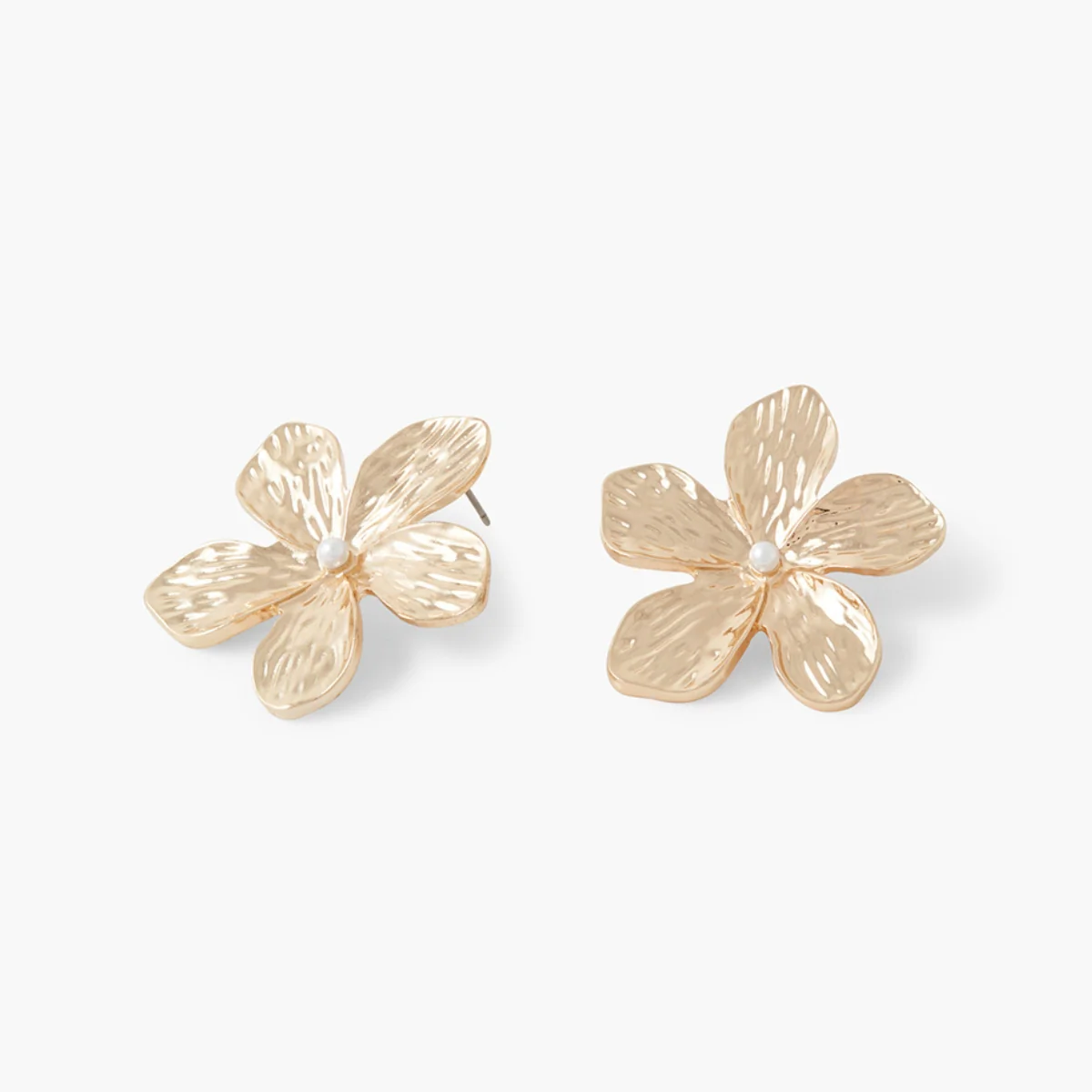 Boucles d'oreilles fleurs en métal doré - Image 2