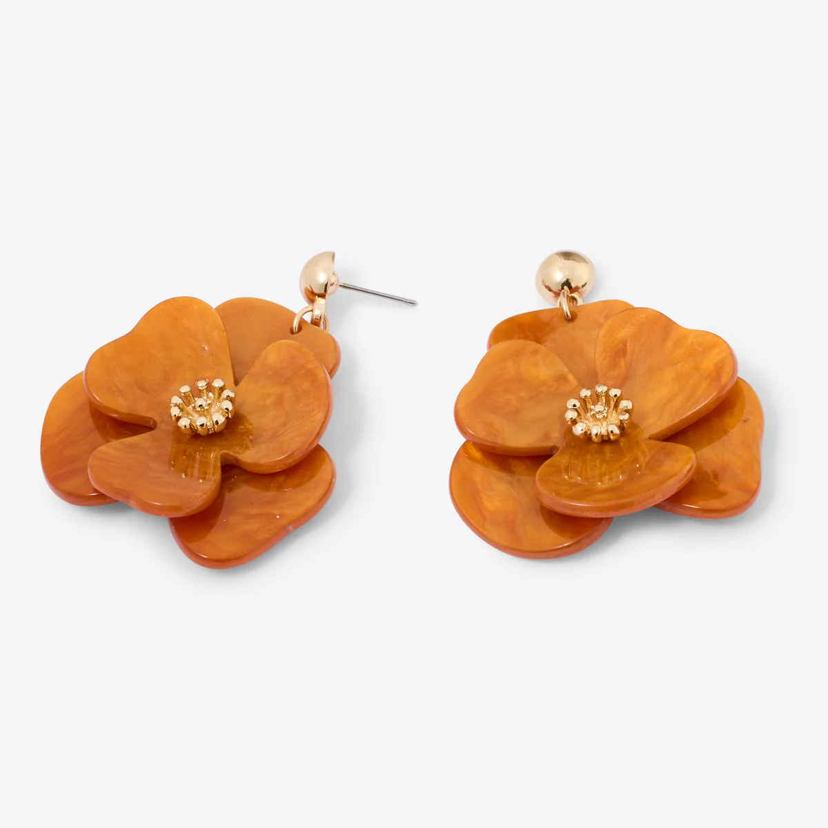 Boucles d'oreilles fleurs oranges - Image 2