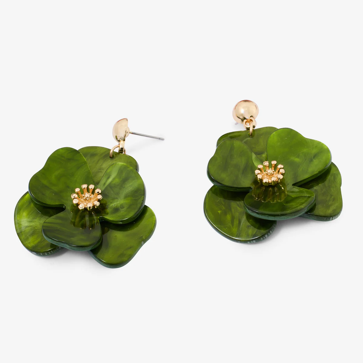 Boucles d'oreilles fleurs vertes - Image 2
