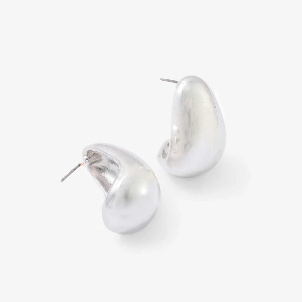 Boucles d'oreilles galet argenté - Image 3