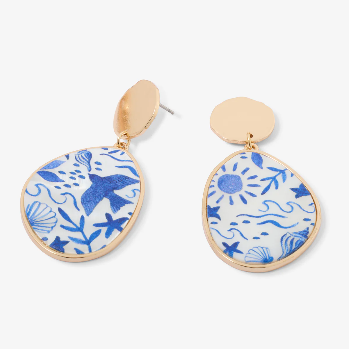 Boucles d'oreilles nacrées Balagane imprimées oiseaux - Image 3