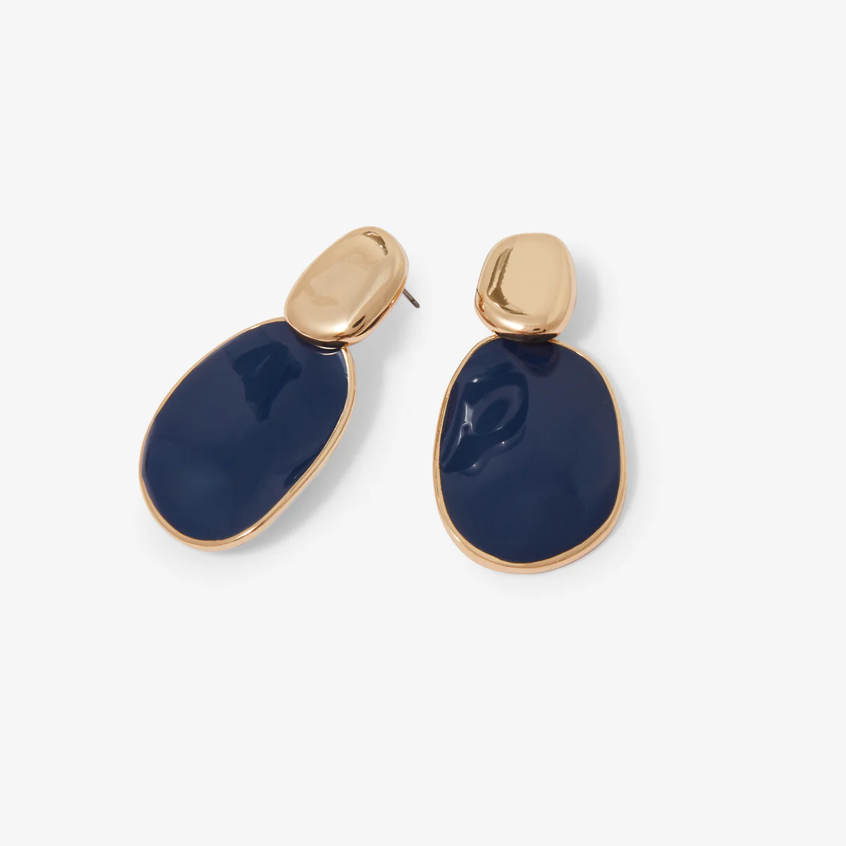 Boucles d'oreilles ovales bleu marine - Image 2