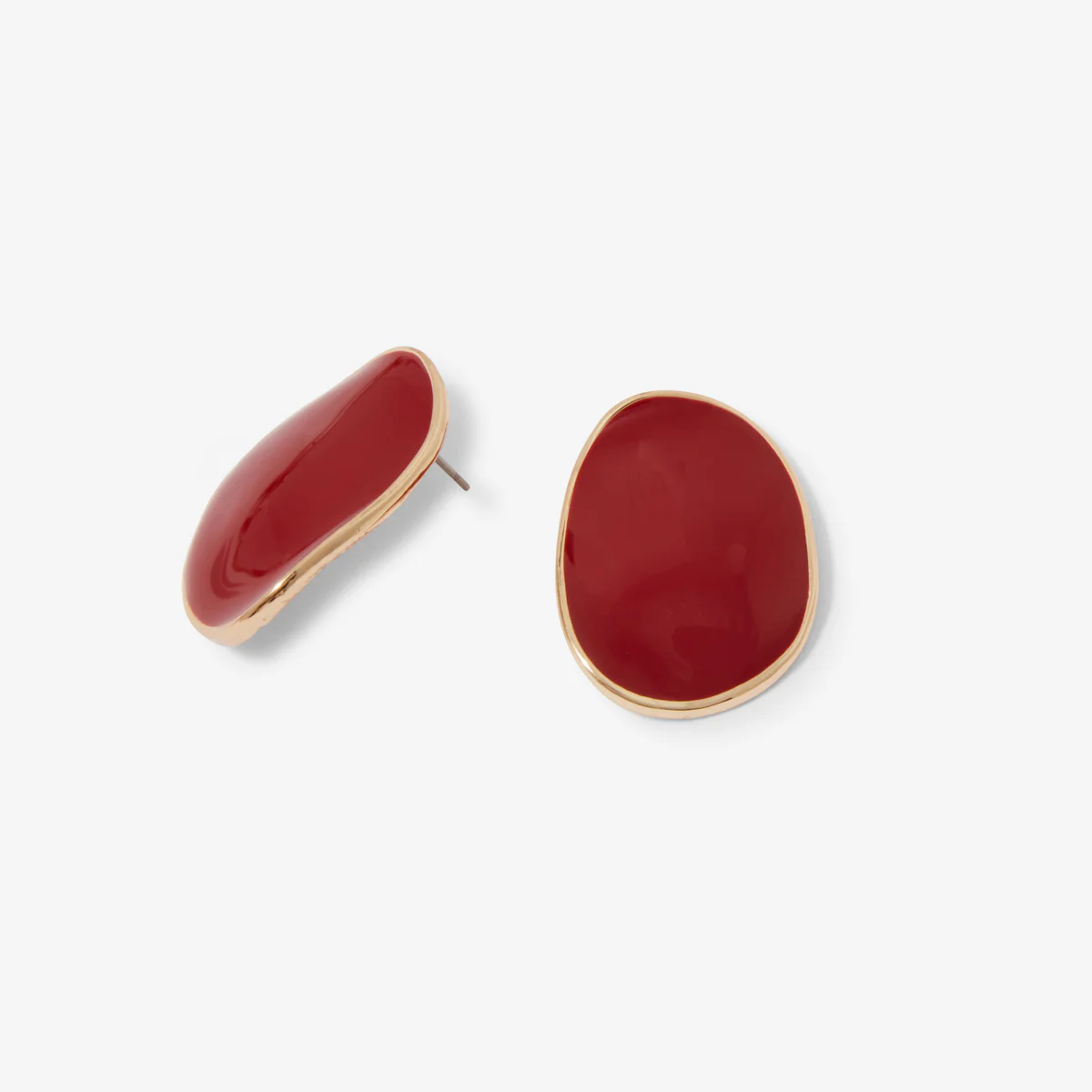 Boucles d'oreilles ovales bordeaux - Image 2