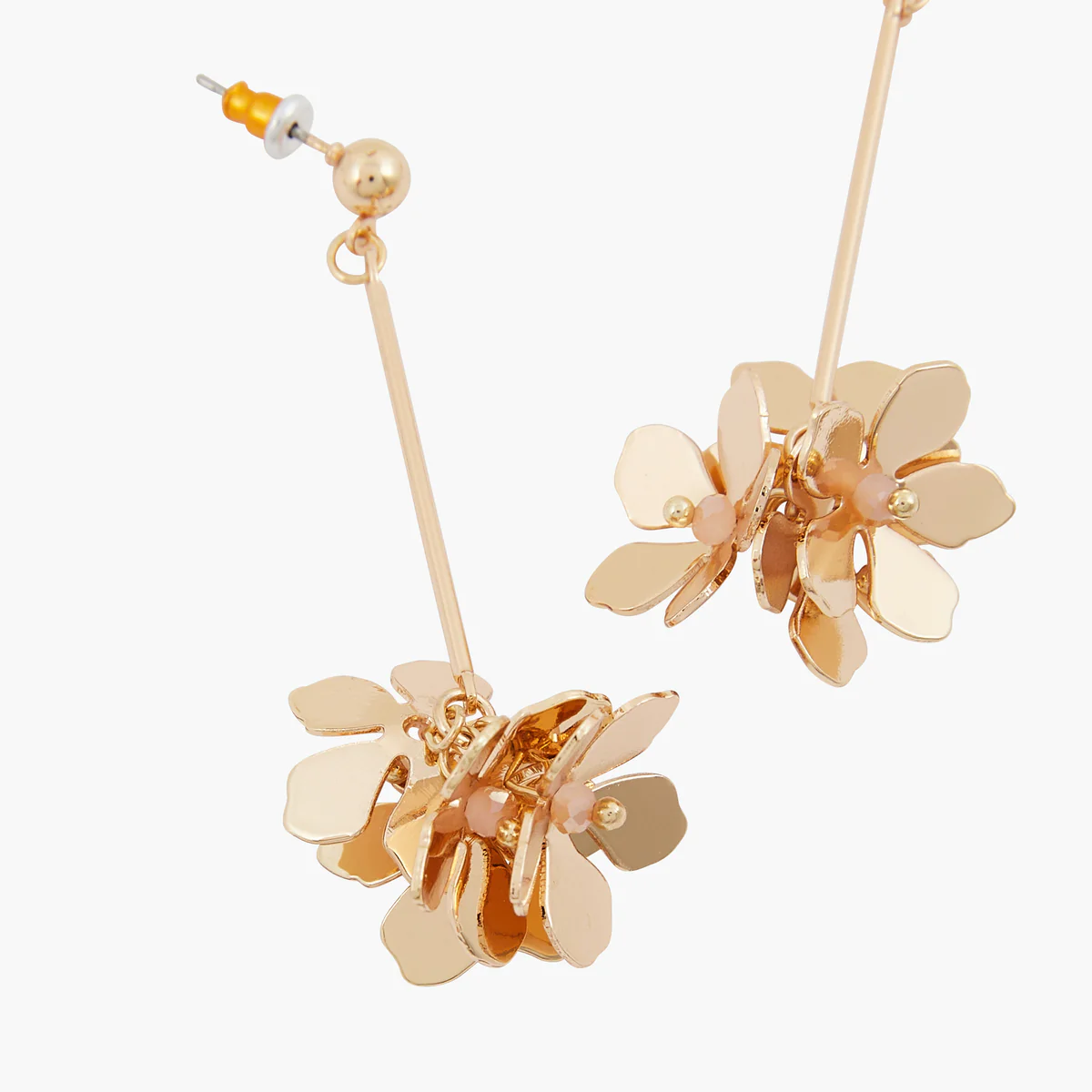Boucles d'oreilles pendantes avec fleurs en métal - Image 2