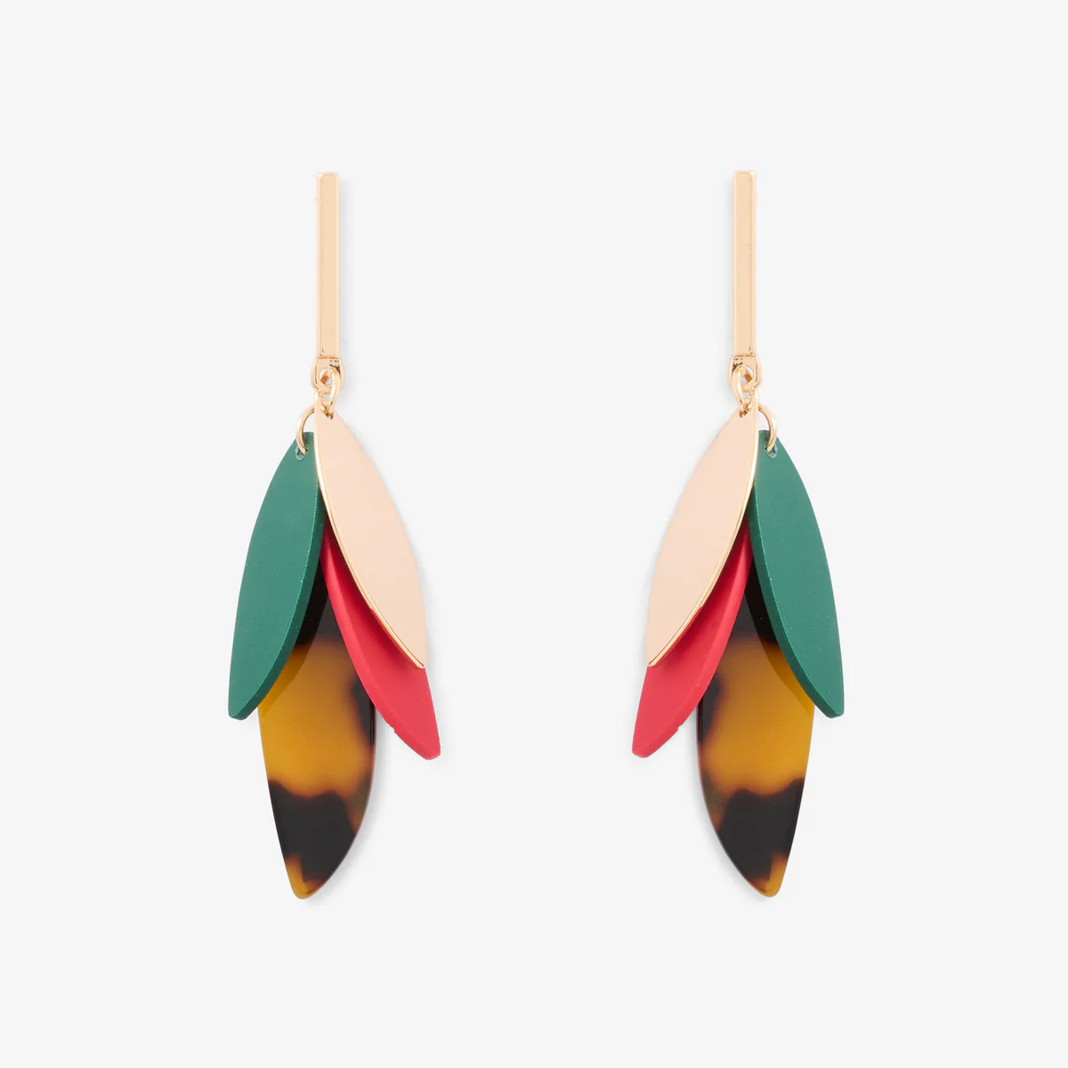 Boucles d'oreilles pendantes avec pétales multicolores