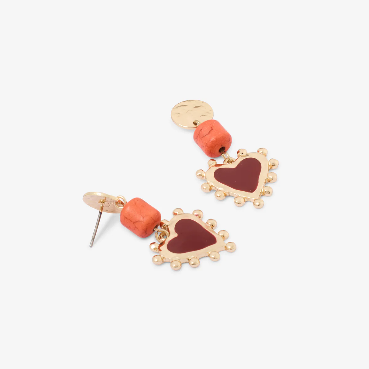 Boucles d'oreilles pendantes cœur rouge - Image 2