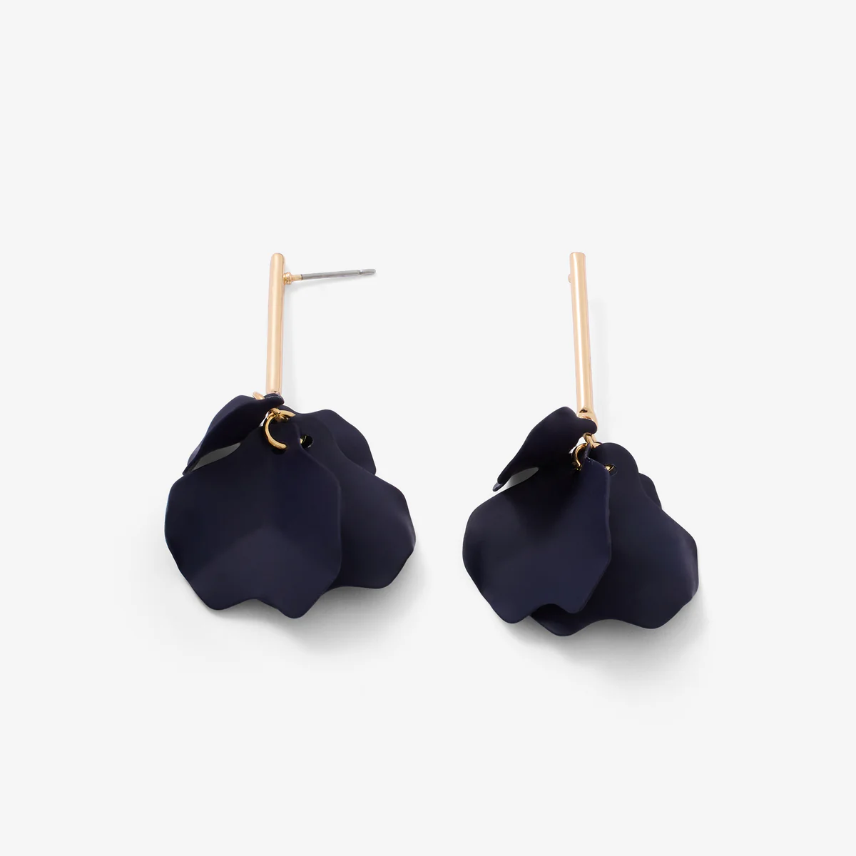 Boucles d'oreilles pendantes fleurs bleu marine - Image 2