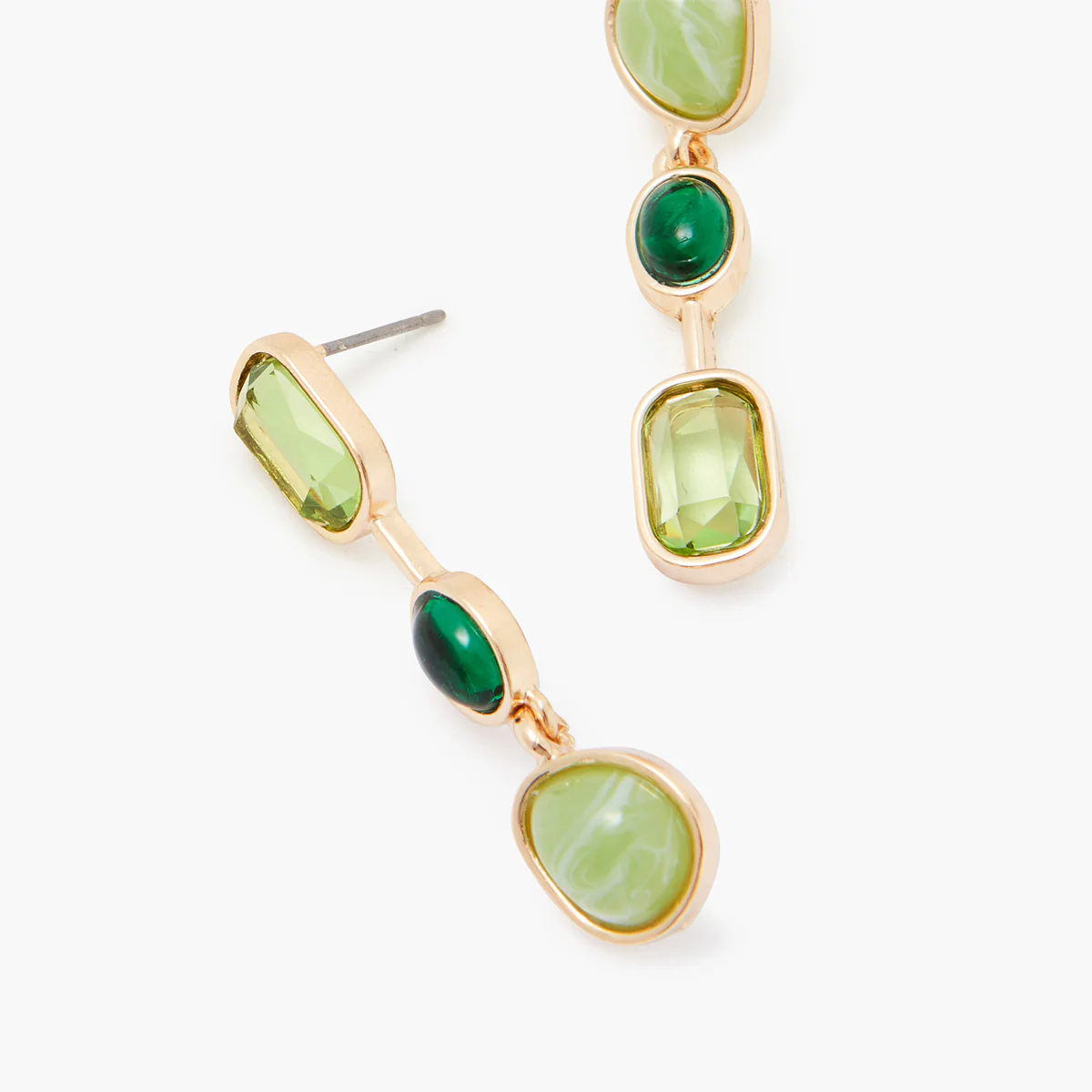 Boucles d'oreilles pendantes pierres vertes - Image 2