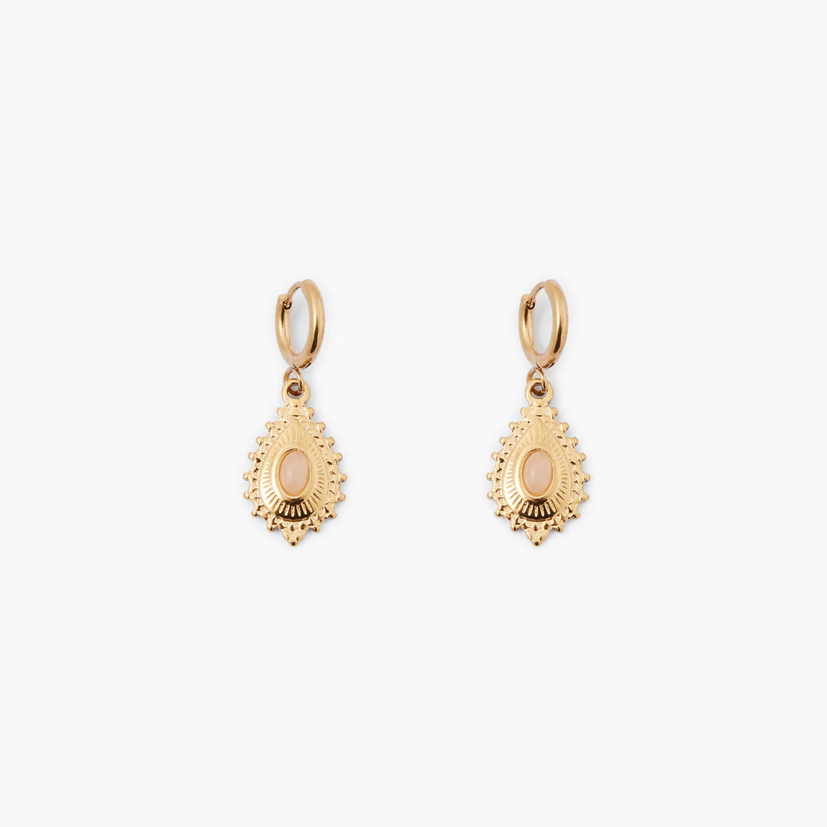 Boucles d'oreilles pendentif acier inoxydable doré et rose