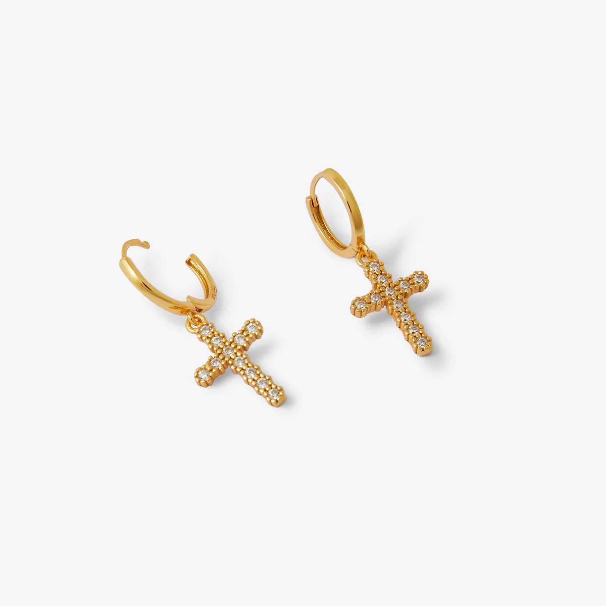 Boucles d'oreilles pendentif croix zircon et argent garanti 925 - Image 2