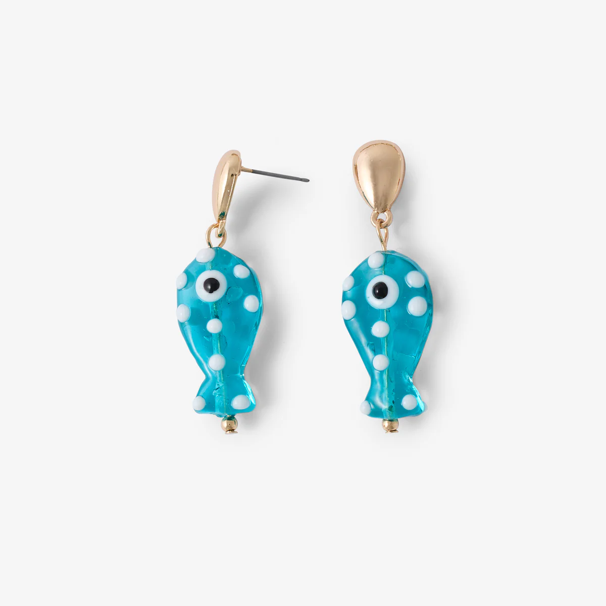 Boucles d'oreilles poisson bleu turquoise - Image 2