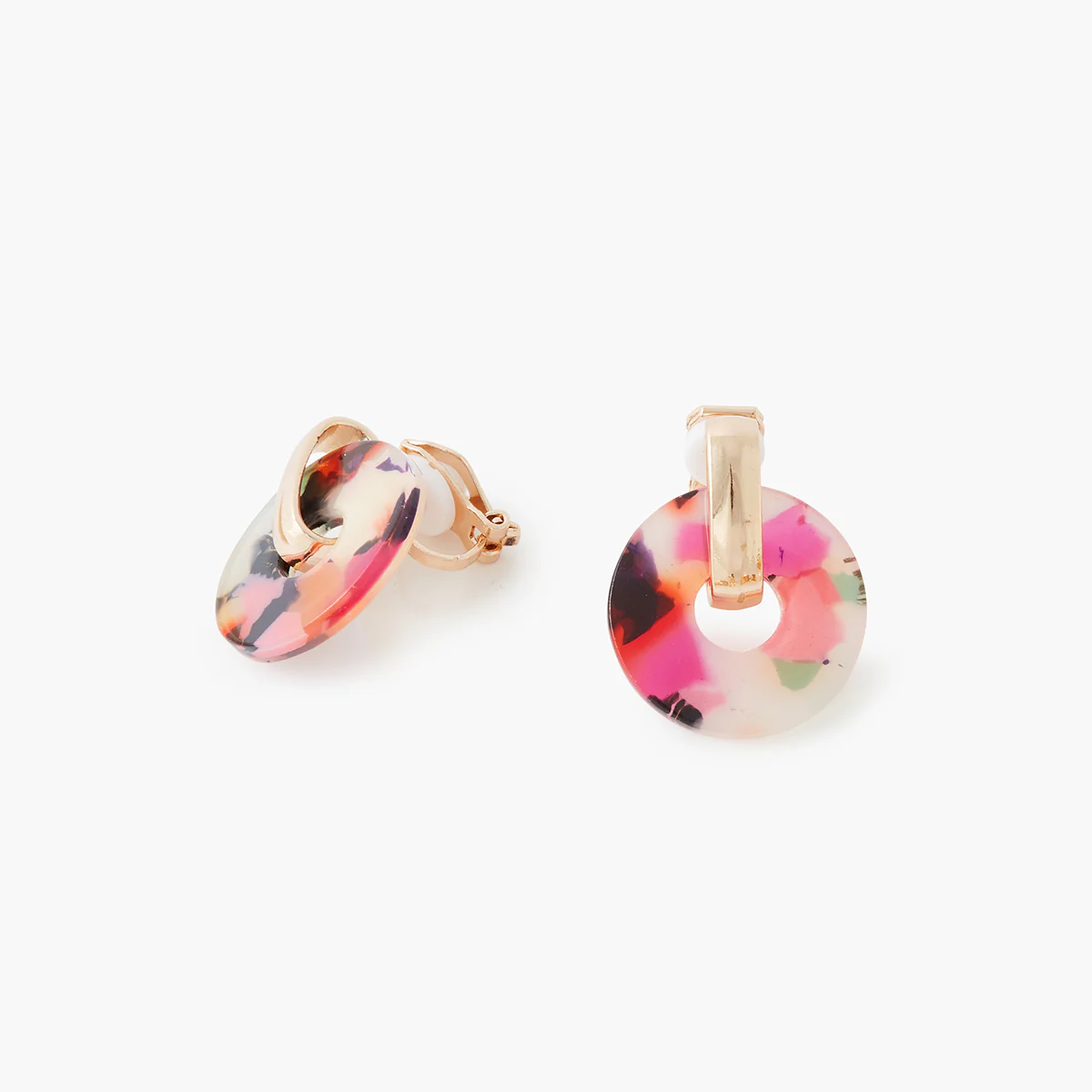 Boucles d'oreilles rondes à clips multicolore - Image 2