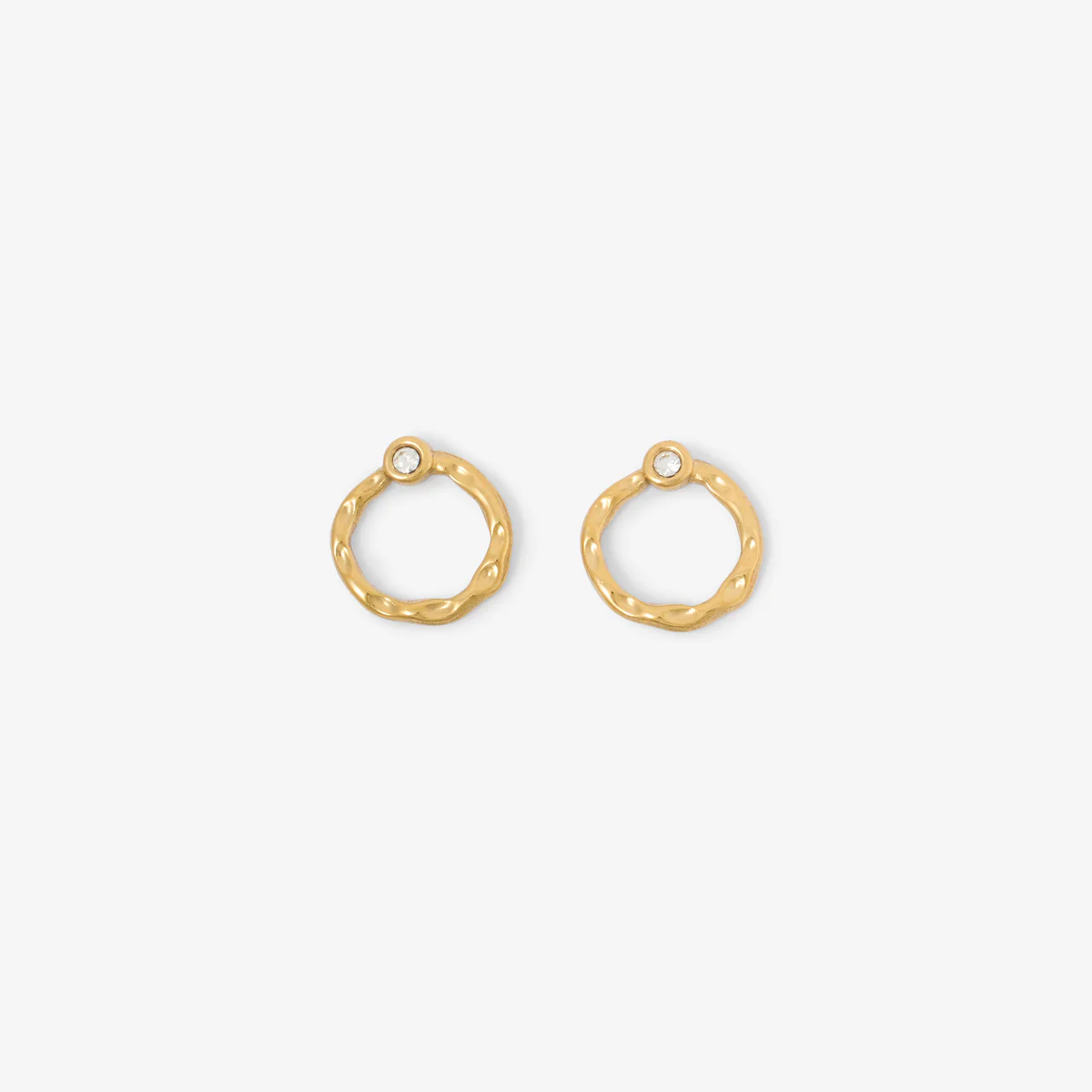 Boucles d'oreilles rondes avec strass en acier inoxydable