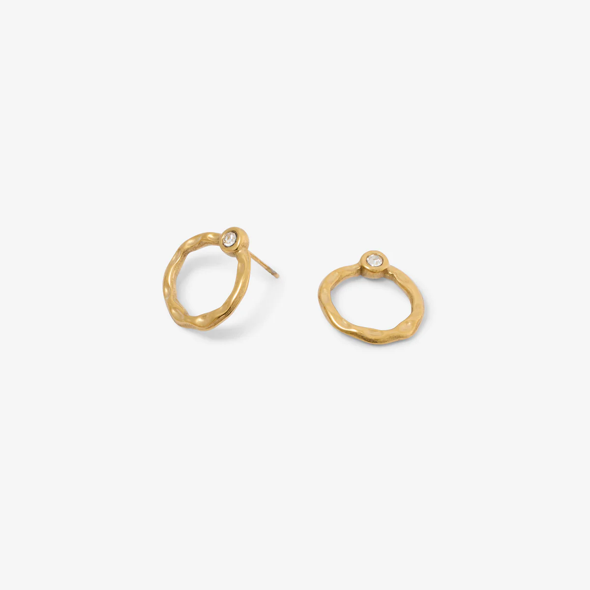 Boucles d'oreilles rondes avec strass en acier inoxydable - Image 2