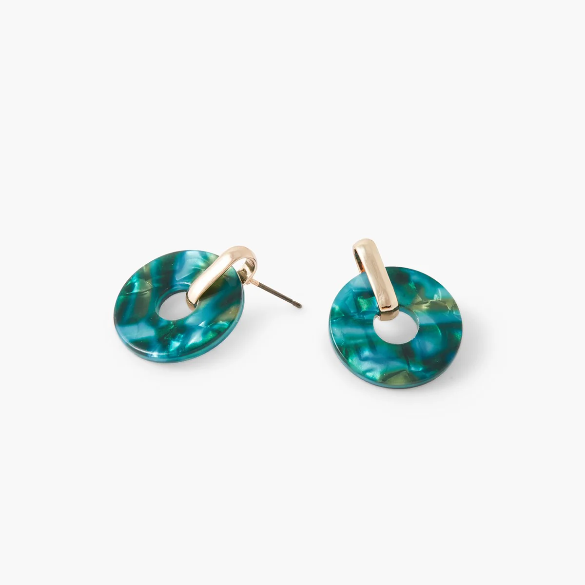 Boucles d'oreilles rondes vertes et dorées - Image 2