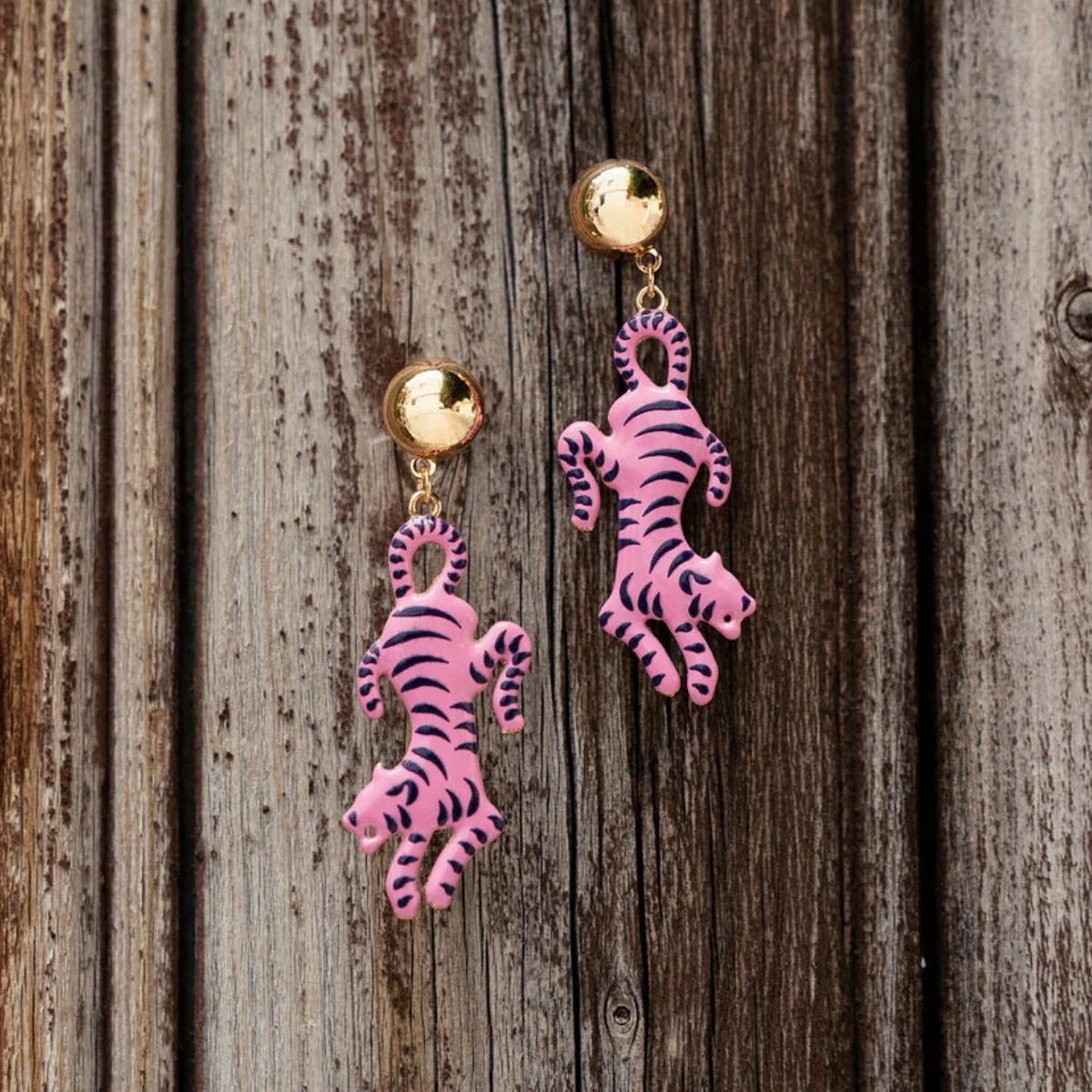Boucles d'oreilles tigre rose - Image 2