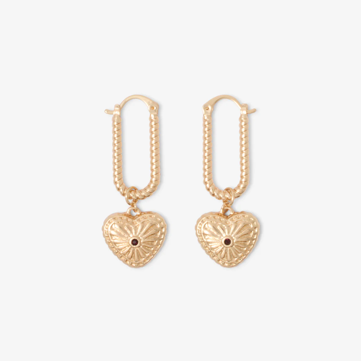 Boucles d'oreilles torsadées et cœur ciselé