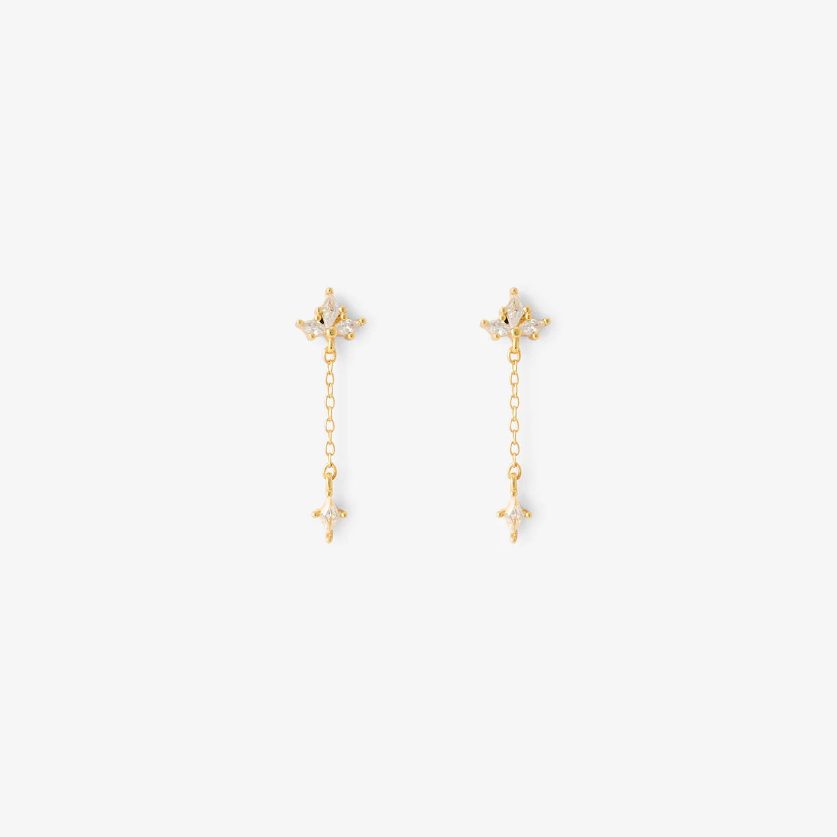 Boucles d'oreilles zircon et chaine - argent 925 doré