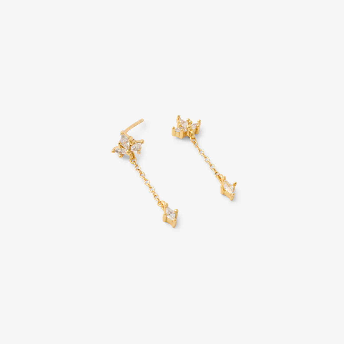 Boucles d'oreilles zircon et chaine - argent 925 doré - Image 2